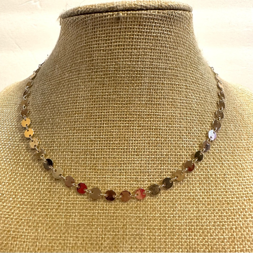 New Leslie Curtis Choker Necklace, gold plated round discs chain